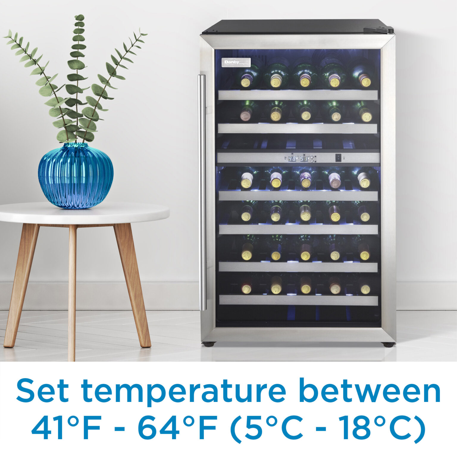 Danby Designer 38 Bottle FreeStanding Wine Cooler in Black Stainless