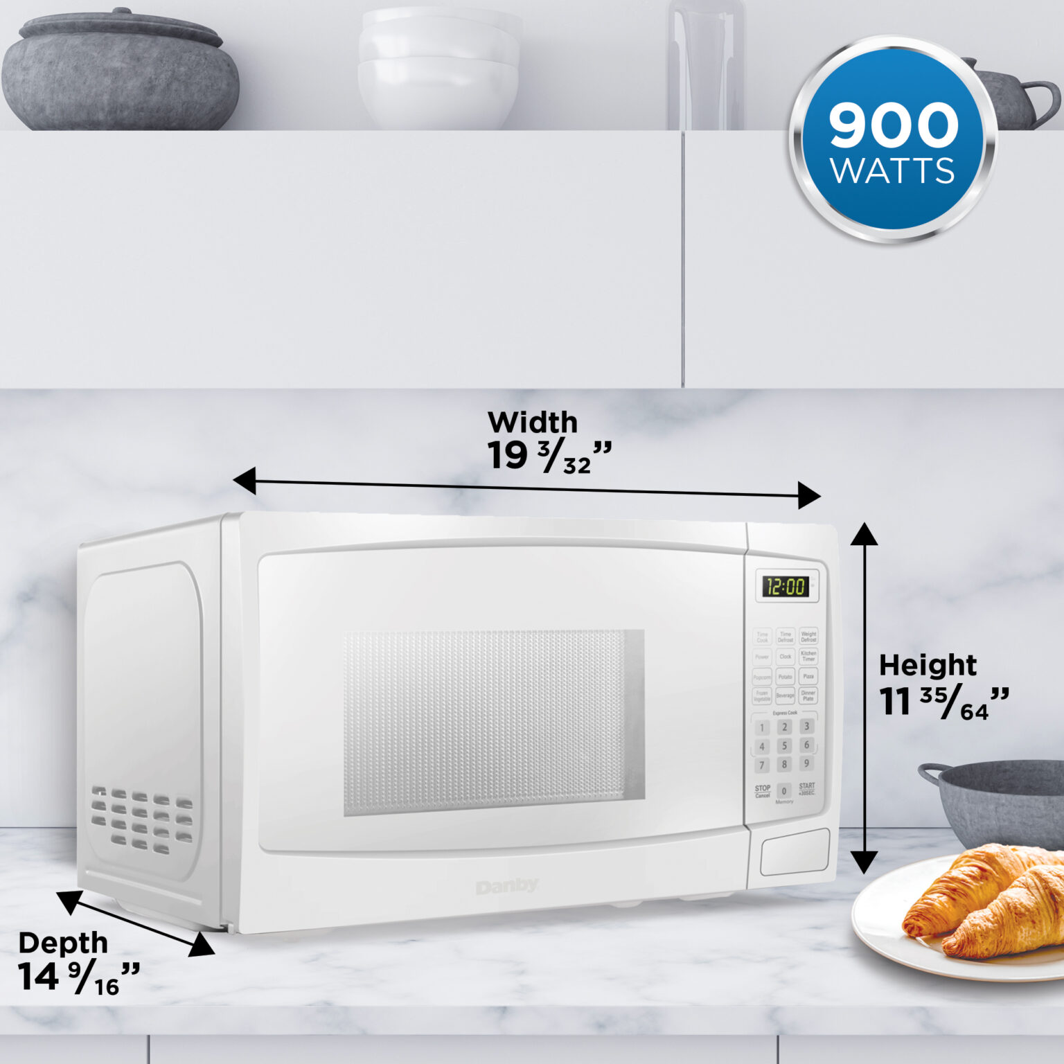 Danby 0.9 cu. ft. Countertop Microwave in White DBMW0920BWW Danby