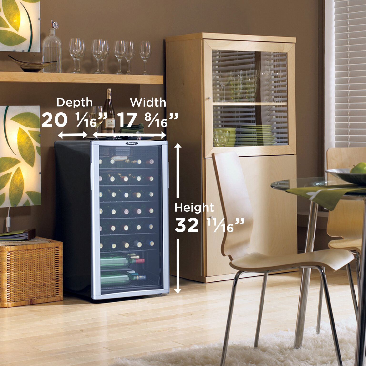Danby 36 Bottle FreeStanding Wine Cooler in Platinum DWC350BLP