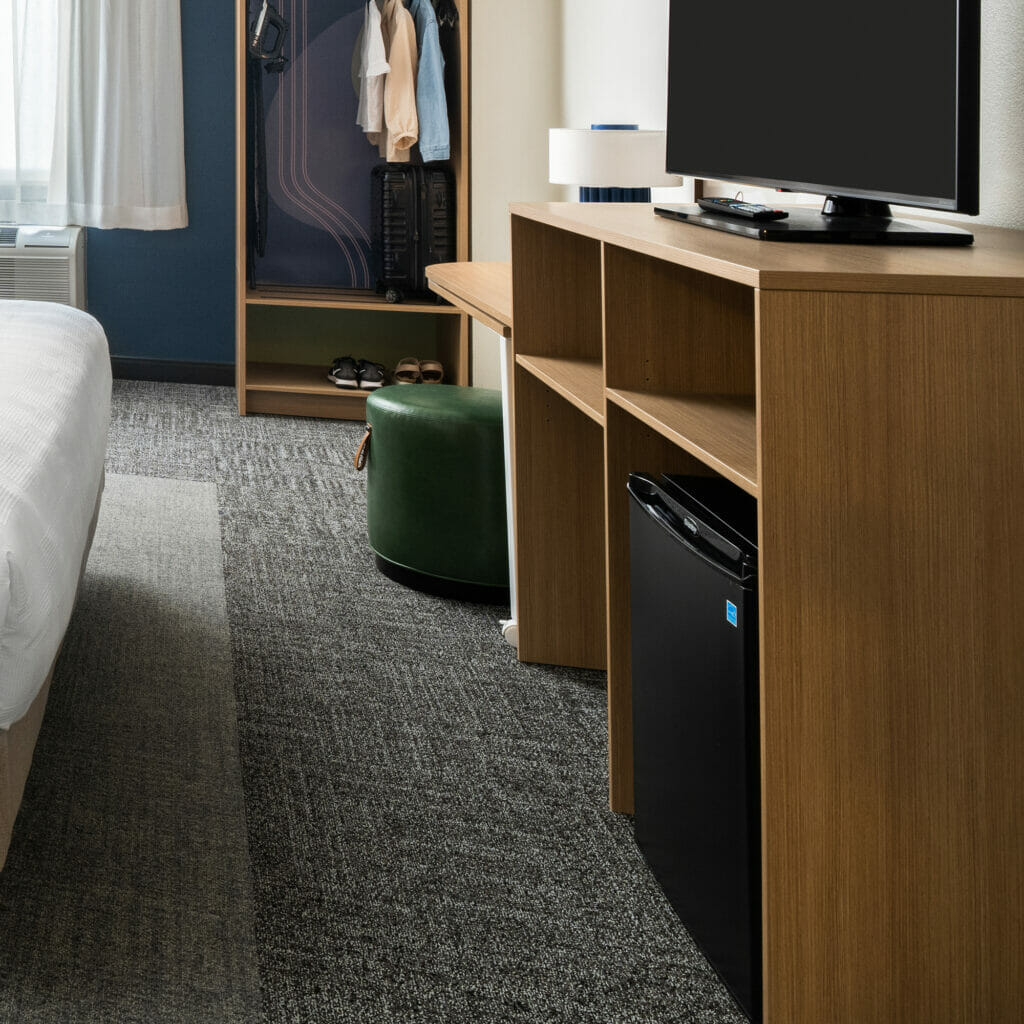 Danby Appliances 1.7 cu. ft. compact fridge in hotel guest room